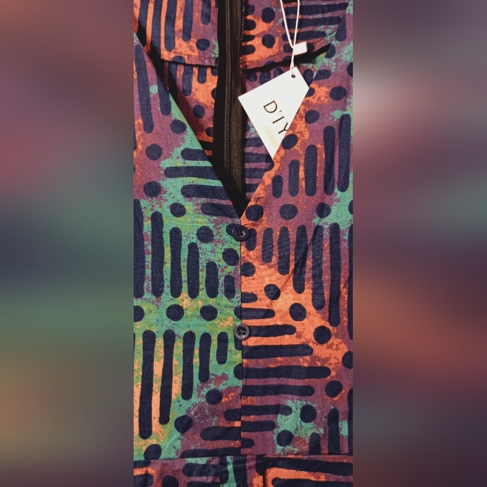 Nwt D'iyanu Colorful Patterned Maxi Dress With Pockets — image 5 of 8